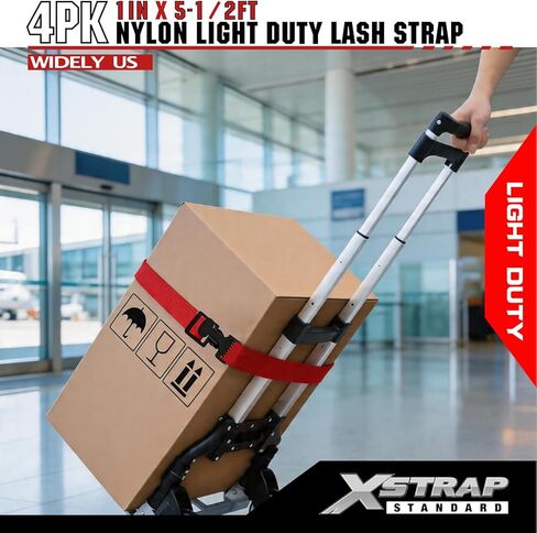 XSTRAP STANDARD 4pk 1" x 5-1/2ft JUST Clip All-Purpose Lashing Strap, Alligator Thumb Buckle Cargo Secure Utility Webbing, Red in Saudi Arabia