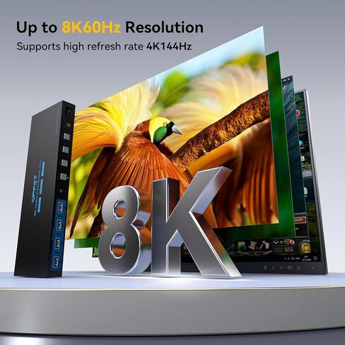 محول 4K120 هرتز KVM 4 أجهزة كمبيوتر، 1 شاشة HDMI 8K KVM، 4 منافذ مشاركة شاشة واحدة و4 أجهزة USB 3.0 مثل الماوس ولوحة المفاتيح والطابعة، تأتي مع وظيفة EDID ووحدة تحكم in Kuwait