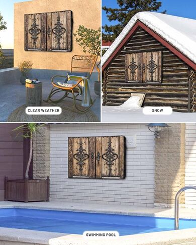 Wooden Plank Outdoor TV Cover 70-75 Inch Waterproof & Weatherproof with Roll Up Front Flat, Rustic Farmhouse Brown Black Barn Door Outside Zipper TV Screen Protector Enclosure Remote Control Pocket in Saudi Arabia