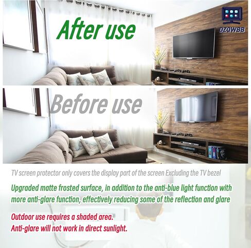 Anti Glare TV Screen Protector 50 Inch - TV Glare and Blue Light Blocking Film, Anti Glare Film for TV 50 Matte TV Glare Cover (50 Inch W1096) in Saudi Arabia
