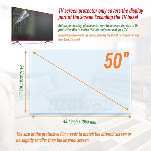 Anti Glare TV Screen Protector 50 Inch - TV Glare and Blue Light Blocking Film, Anti Glare Film for TV 50 Matte TV Glare Cover (50 Inch W1096) in Saudi Arabia