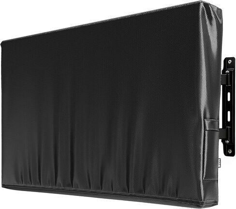 MZS Outdoor TV Cover 60 to 65 Inch, Waterproof Weatherproof for Outside Flat Screen TVs, 600D Thick Fabric Protector with Remote Control Pocket, Cover Size 58"L x 37"H (Black) in Saudi Arabia