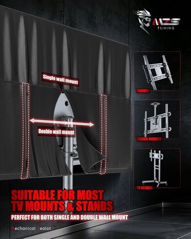MZS Outdoor TV Cover 60 to 65 Inch, Waterproof Weatherproof for Outside Flat Screen TVs, 600D Thick Fabric Protector with Remote Control Pocket, Cover Size 58"L x 37"H (Black) in Saudi Arabia