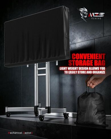 MZS Outdoor TV Cover 60 to 65 Inch, Waterproof Weatherproof for Outside Flat Screen TVs, 600D Thick Fabric Protector with Remote Control Pocket, Cover Size 58"L x 37"H (Black) in Saudi Arabia