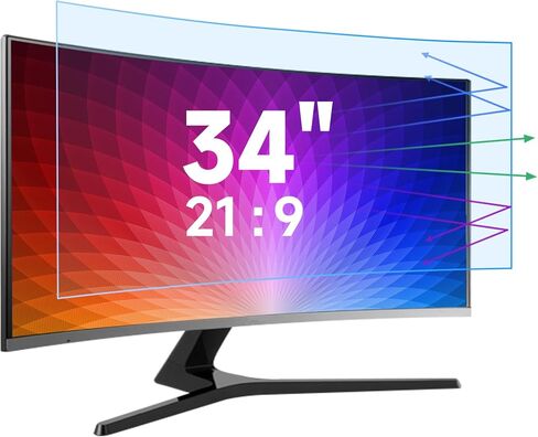 34 Inch 21:9 Monitor Blue Light Filter Desktop Screen Protector, Anti Glare Film Eye Protection Blue Light Blocking Screen Protector for 34'' Computer Monitor, Adhesive Edges in Saudi Arabia