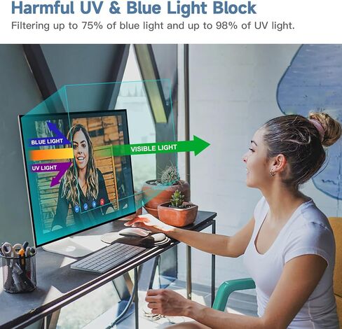 34 Inch 21:9 Monitor Blue Light Filter Desktop Screen Protector, Anti Glare Film Eye Protection Blue Light Blocking Screen Protector for 34'' Computer Monitor, Adhesive Edges in Saudi Arabia