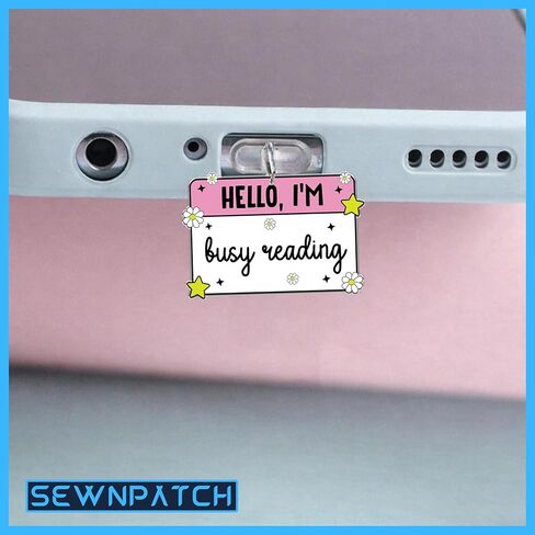 SEWOPEW Hello I'm Busy Reading Dust Plug Charm, Feminist Acrylic Kindle Charm, Size 1.5" Acrylic Dust Plug Charm Type C or Lightning, Aesthetic DIY Accessories Gifts for Him Her Book Lover (Type-C) in Saudi Arabia
