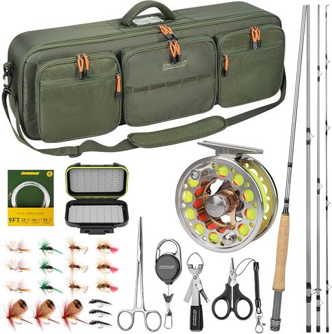 QualyQualy Fly Fishing Rod and Reel Combo Starter Kit, 4 Piece Lightweight Travel Fly Rod with CNC-Machined Reel 5/6,Fly Rod Bag, Fly Fishing Flies & Tools Complete Starter Outfit with Rod Carrier Bag in Saudi Arabia