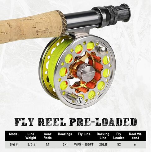 QualyQualy Fly Fishing Rod and Reel Combo Starter Kit, 4 Piece Lightweight Travel Fly Rod with CNC-Machined Reel 5/6,Fly Rod Bag, Fly Fishing Flies & Tools Complete Starter Outfit with Rod Carrier Bag in Saudi Arabia