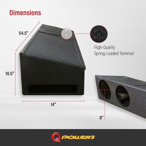 Q Power Easy to Install Durable 8 Inches by 11.25 Inches Dual Port Empty Subwoofer Enclosure Box with Underseat Down Fire and Loud Bass in Saudi Arabia