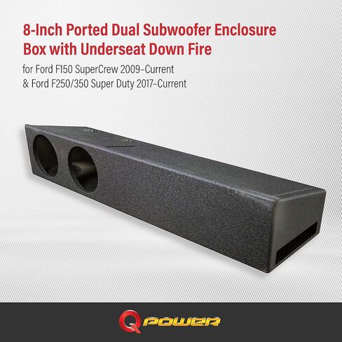 Q Power Easy to Install Durable 8 Inches by 11.25 Inches Dual Port Empty Subwoofer Enclosure Box with Underseat Down Fire and Loud Bass in Saudi Arabia