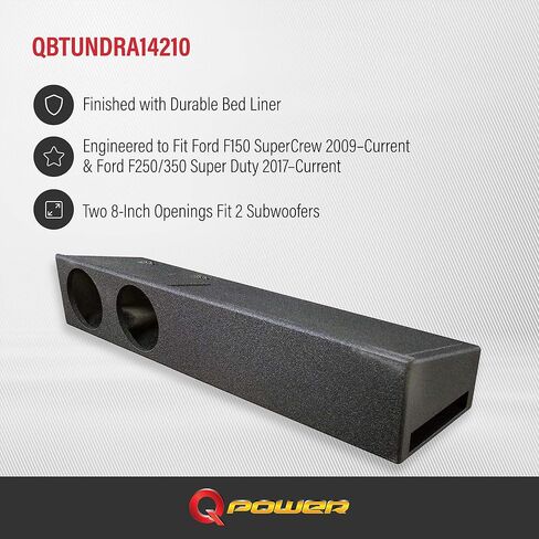 Q Power Easy to Install Durable 8 Inches by 11.25 Inches Dual Port Empty Subwoofer Enclosure Box with Underseat Down Fire and Loud Bass in Saudi Arabia