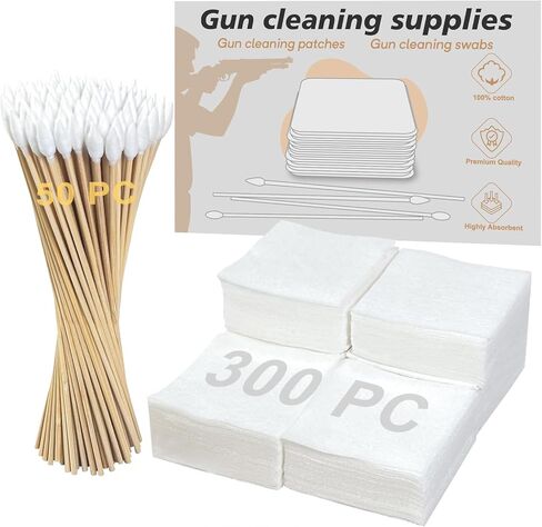 Egaageoi Gun Cleaning Supplies – Highly Absorbent Gun Patches and 6" Precision Long-Reach Swabs for Firearm Maintenance, Home Cleaning, Range Use, Multi-Caliber Fit, Compatible with Pistols & Rifles in Kuwait