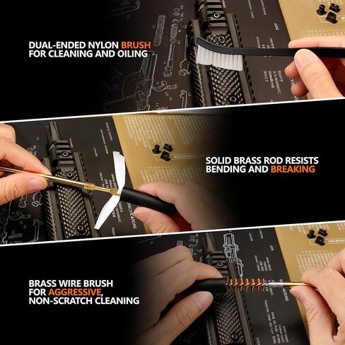 24pcs Universal Gun Cleaning Kit for Rifles Pistols Handguns Shotguns, Portable Gun Cleaning Set Supplies Including Bronze Bore Brushes .22/.357/.40/.45 Brass Jags Rod Adapter Cotton Swabs in Saudi Arabia
