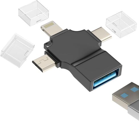 محول OTG USB-A إلى محول Lightning Micro USB من النوع C (3 في 1) متوافق مع Samsung لهاتف iPhone 15 14 13 12 Pro Max Plus لجهاز iPad Air Mini 6 Android Thunderbolt Mouse Keyboard Flash Drive in Saudi Arabia