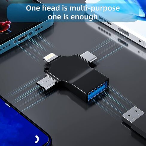 محول OTG USB-A إلى محول Lightning Micro USB من النوع C (3 في 1) متوافق مع Samsung لهاتف iPhone 15 14 13 12 Pro Max Plus لجهاز iPad Air Mini 6 Android Thunderbolt Mouse Keyboard Flash Drive in Saudi Arabia