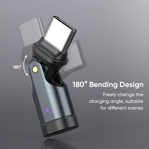 محول USB C إلى C 2 حزمة استبدال ومنفذ OTG للهاتف يدور 180 درجة وموسع PD 240 وات USB2.0 موصل تمديد من النوع C مع مؤشر LED (أسود) (2) in Kuwait