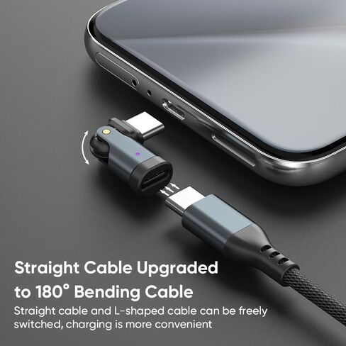 محول USB C إلى C 2 حزمة استبدال ومنفذ OTG للهاتف يدور 180 درجة وموسع PD 240 وات USB2.0 موصل تمديد من النوع C مع مؤشر LED (أسود) (2) in Kuwait