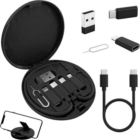 Multi-Function OTG Adapter Storage Box with Charging Cable, Data Transfer Connectors, SIM Card Holder and Phone Stand for Travel and Daily Use, Green in Saudi Arabia