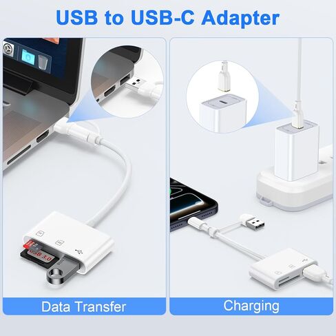 SD Card Reader for Samsung S26 S25 Ultra, 5 in 1 USB A & USB C to Memory Card Reader Dual Port Micro SD Card Reader with USB Camera Adapter for iPhone 17 16e 16 15 Pro Max iPad Digital Camera Android in Saudi Arabia