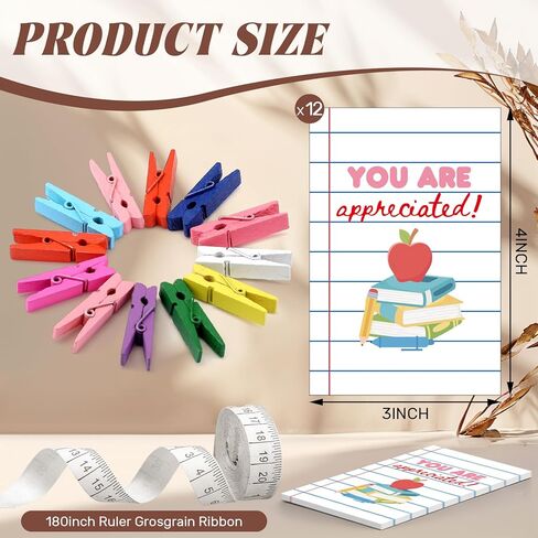 12 Set Teacher Appreciation Gifts Bulk 2 Cup Drink Carriers with Handle Ruler Ribbon Teacher Appreciation Week/day Thank You Gifts Flower Bags with Thanks Cards(Vintage,Dark Kraft Brown) in Saudi Arabia