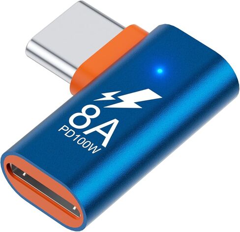 90°Elbow USB C Adapter for iPhone 15/16/17/17 Pro Max/Plus,Samsung S25, Charging & Data Transfer,8A 100W Type C Charger Cable Connector, USB L/IP Female to USB C Male Adapter, Not for Audio, Orange in Saudi Arabia