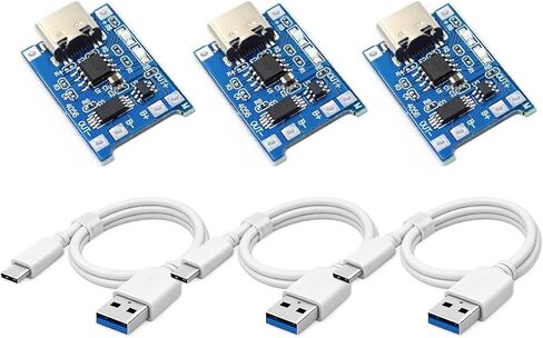 وحدة شحن بطارية ليثيوم TP4056 Type-C USB 5V 1A مع حماية، 3 قطع 18650 لوحة شاحن ليثيوم أيون لبطاريات 3.7 فولت، وحدة إدارة الطاقة DIY (5 قطع) in Kuwait