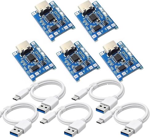 TP4056 Type-C USB 5V 1A Lithium Battery Charging Module with Protection, 3PCS 18650 Li-ion Charger Board for 3.7V Batteries, DIY Power Management Module (5-PCS) in Kuwait