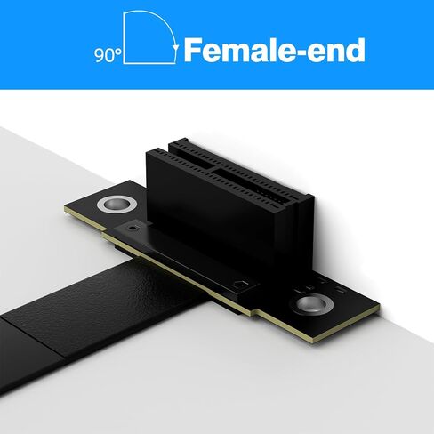 كابل PCIe 3.0 X1 Riser، محول تمديد مرن أسود، مكون أجهزة كمبيوتر لتركيب بطاقة الرسومات 10 سم_مزدوج 90 درجة in Kuwait