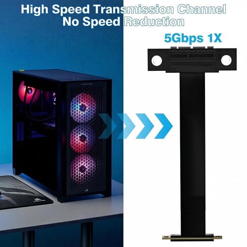 كابل PCIe 3.0 X1 Riser، محول تمديد مرن أسود، مكون أجهزة كمبيوتر لتركيب بطاقة الرسومات 10 سم_مزدوج 90 درجة in Kuwait