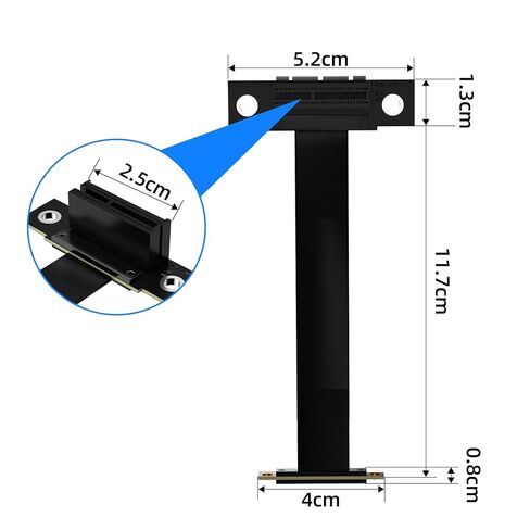 كابل PCIe 3.0 X1 Riser، محول تمديد مرن أسود، مكون أجهزة كمبيوتر لتركيب بطاقة الرسومات 10 سم_مزدوج 90 درجة in Kuwait