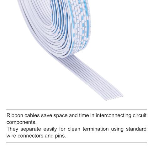Generic 24AWG IDC Wire Flat Ribbon Cable 3 m/9.8ft Length 1.3mm Pitch 8 Pin Blue and White for JTAG/ISP Connecting in Saudi Arabia