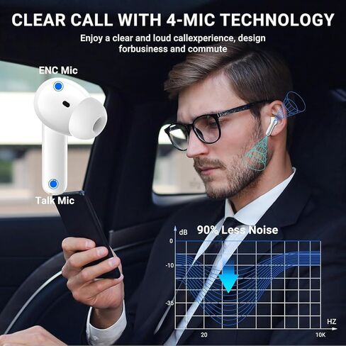 سماعات أذن لاسلكية بلوتوث 5.3 سماعات أذن بخاصية إلغاء الضوضاء Air Buds Pods (2nd) سماعات أذن ستيريو ثلاثية الأبعاد داخل الأذن مع سماعات أذن عميقة وسماعات رياضية لأجهزة Android/Samsung/Apple iPhone in Saudi Arabia