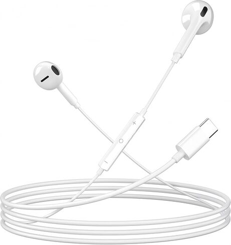 5 عبوات من سماعات الرأس USB C المحسنة لهاتف iPhone 17/16/15 Pro Max iPad Plus TypeC مع ميكروفون للتحكم في مستوى الصوت USBC سماعات أذن سلكية USB من النوع C سماعة أذن لهاتف Samsung S26/S25 (1.2M/4Ft) in Kuwait