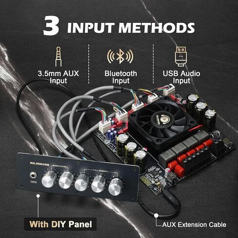 S600X-W Bluetooth 5.2 2.1 Channel Power Amplifier Board with Extension Knobs, TPA3255 Chip, 300W+300W+600W High Output, DIY Panel Included, for Home Theater & Speaker Projects in Saudi Arabia