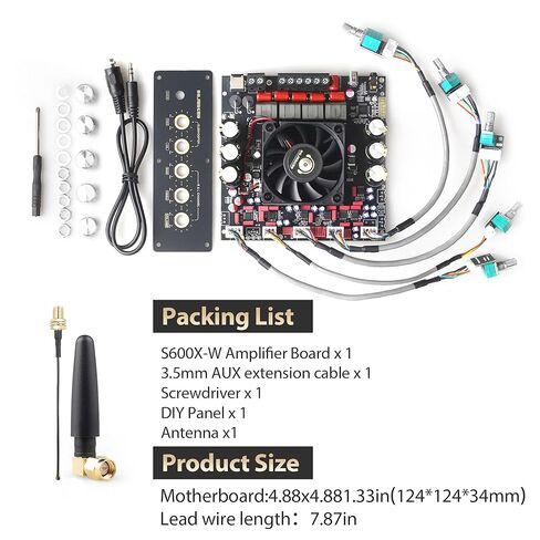 S600X-W Bluetooth 5.2 2.1 Channel Power Amplifier Board with Extension Knobs, TPA3255 Chip, 300W+300W+600W High Output, DIY Panel Included, for Home Theater & Speaker Projects in Saudi Arabia