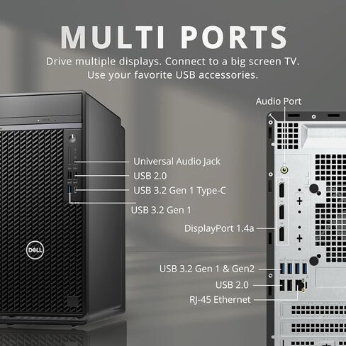 كمبيوتر مكتبي Dell OptiPlex 7080 Tower، Intel i7-10700، ذاكرة وصول عشوائي 16 جيجابايت، 512 جيجابايت SSD، لوحة مفاتيح وماوس، DP، USB WiFi، USB BT، Windows 11 Pro (متجدد) in Kuwait