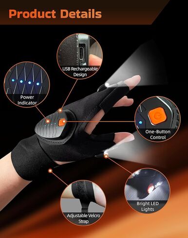 Wizstar Fathers Day Dad Gifts Rechargeable LED Flashlight Gloves Birthday Gift for Men Him Husband Boyfriend Easter Basket Stuffers for Adults Teen Cool Gadgets Tools for Camping Fishing Repairing in Saudi Arabia