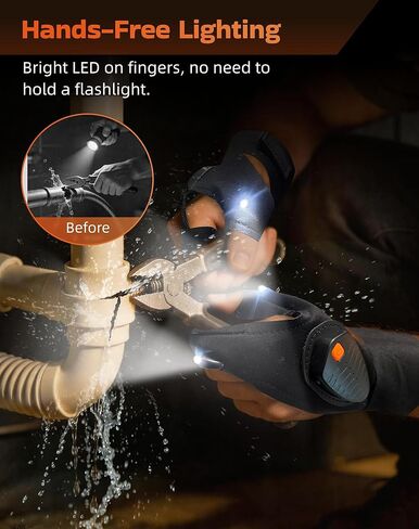 Wizstar Fathers Day Dad Gifts Rechargeable LED Flashlight Gloves Birthday Gift for Men Him Husband Boyfriend Easter Basket Stuffers for Adults Teen Cool Gadgets Tools for Camping Fishing Repairing in Saudi Arabia
