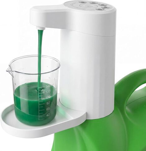 Smart Electric Laundry Detergent Dispenser with Graduated Cup, USB Rechargeable, 15-75ml Adjustable Dosing & No-Spill Design for Liquid Detergent Containers (White) in Saudi Arabia