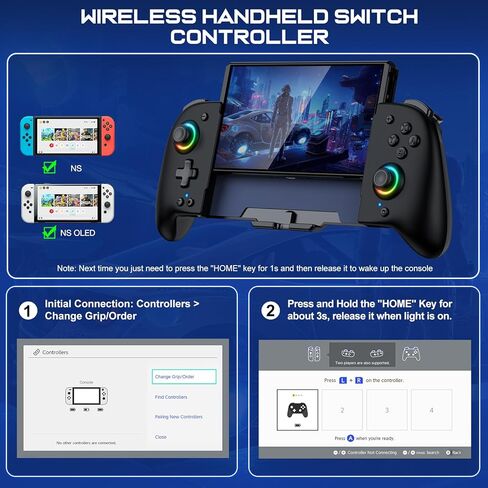 GIGEEKNY Switch Controllers Compatible with Nintendo Switch/Switch OLED, One-Piece Joypad Controller Replacement for Switch Pro Controller with 9 Lights Color, Turbo, Macro, KeyLinker APP in Saudi Arabia