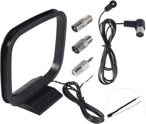 FM Antenna Dipole AM Loop Antenna with 2 Pin Bare Wire Radio Antenna Indoor 75 Ohm with F Type Male Connector for Stereo Receiver for Indoor Radio Audio Home Natural Sound Theater Receiver in Saudi Arabia