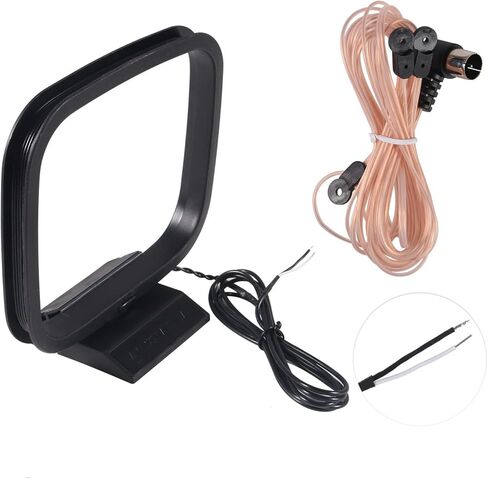 FM Antenna Dipole AM Loop Antenna with 2 Pin Bare Wire Radio Antenna Indoor 75 Ohm with F Type Male Connector for Stereo Receiver for Indoor Radio Audio Home Natural Sound Theater Receiver in Saudi Arabia
