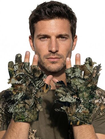 Fingerless Turkey Hunting Gloves for Men Youth Camo Archery Gear Lightweight Anti Slip in Saudi Arabia