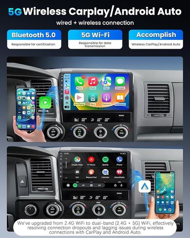 لتويوتا تندرا 2007-2013 راديو ستيريو ترقية وحدة الرأس البديلة: 10.2 بوصة تعمل باللمس 5G Wireless CarPlay Android Auto 12 Core 8G+128G Android 13 DSP نظام الصوت GPS Bluetooth SWC in Kuwait