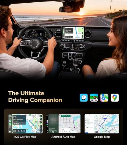 10" QLED Android 13 Car Stereo for Jeep Wrangler JL Gladiator JT 2018-2021 - 4G+64G Wireless CarPlay Radio with Physical Knob, Backup Camera in Saudi Arabia
