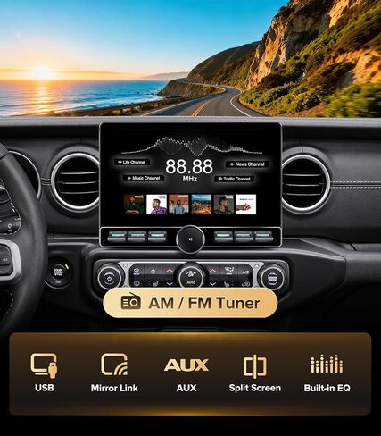 10" QLED Android 13 Car Stereo for Jeep Wrangler JL Gladiator JT 2018-2021 - 4G+64G Wireless CarPlay Radio with Physical Knob, Backup Camera in Saudi Arabia