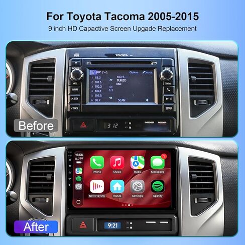 ترقية ستيريو راديو السيارة بسعة 64 جيجابايت لسيارة Toyota Tacoma 2005-2015، التوصيل والتشغيل 9 بوصات Android 13 وحدة الرأس مع Carplay اللاسلكي/Android Auto/1080P كاميرا احتياطية/راديو AM FM in Kuwait