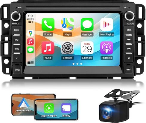 راديو السيارة لسيارة Chevy Silverado GMC Sierra Yukon 2007-2013، Android 13 شاشة تعمل باللمس CarPlay Android Auto Bluetooth GPS Navigation 2+32G وحدة رئيسية مع كاميرا احتياطية in Kuwait