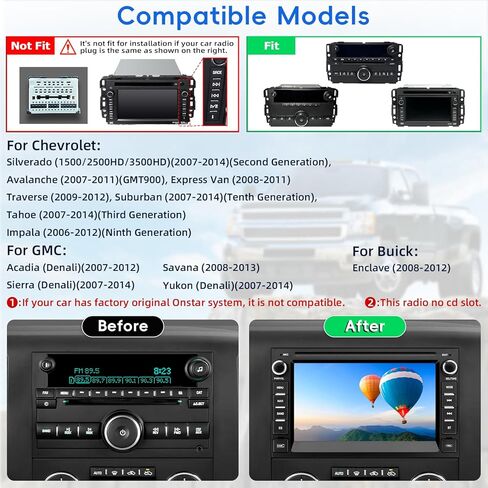 راديو السيارة لسيارة Chevy Silverado GMC Sierra Yukon 2007-2013، Android 13 شاشة تعمل باللمس CarPlay Android Auto Bluetooth GPS Navigation 2+32G وحدة رئيسية مع كاميرا احتياطية in Kuwait
